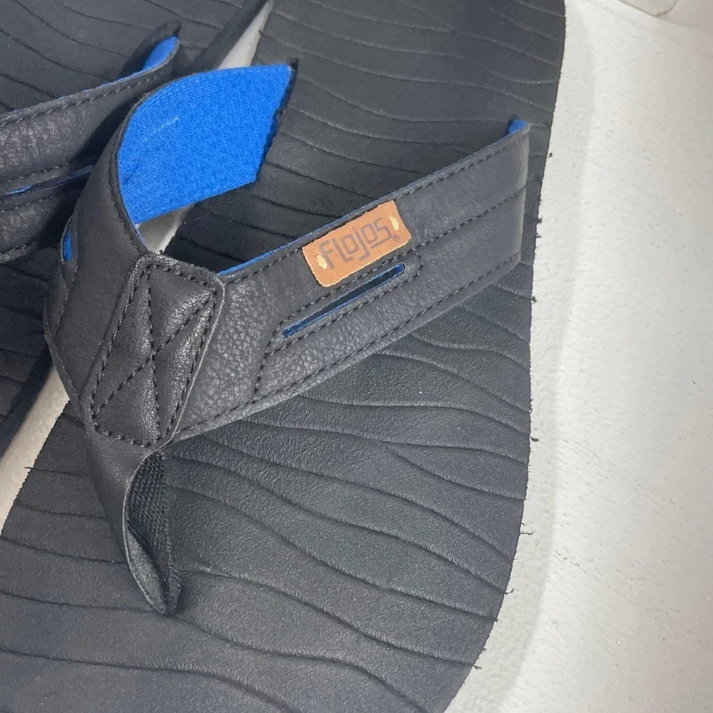 Flojos Men's Black and Blue Flip-Flops